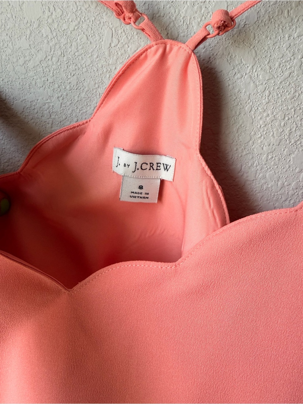 J. Crew Coral Pink Scallop-Edge Spaghetti Strap Camisole - Picture 2 of 8